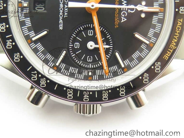 0114 Speedmaster Moonwatch OMF 1:1 Best Edition Black Dial Orange Hand on SS Bracelet A Timeless 8044